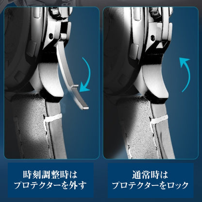 自動巻き腕時計 オープンハート メンズ 40代 50代 機械式 手巻き リューズプロテクター ブラック WELLY MERCK 038M