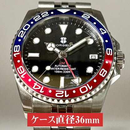 機械式腕時計 メンズ 40代 50代 GMT オマージュウォッチ 自動巻き セイコームーブメント 手巻き 36mm CORGEUT 3001