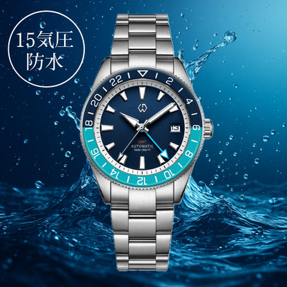 ダイバーズウォッチ 腕時計 メンズ 40代 GMT オマージュウォッチ 機械式 自動巻き 15気圧防水 WISHDOIT WSD-9007