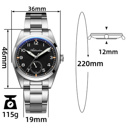 腕時計 メンズ パイロットウォッチ クォーツ 40代 50代 オマージュウォッチ 36mm 24時間計 ADDIESDIVE AD2099