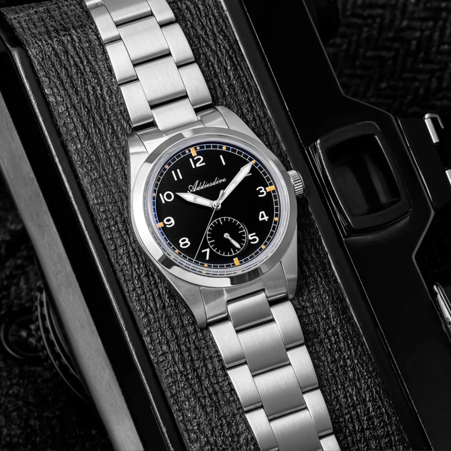 腕時計 メンズ パイロットウォッチ クォーツ 40代 50代 オマージュウォッチ 36mm 24時間計 ADDIESDIVE AD2099