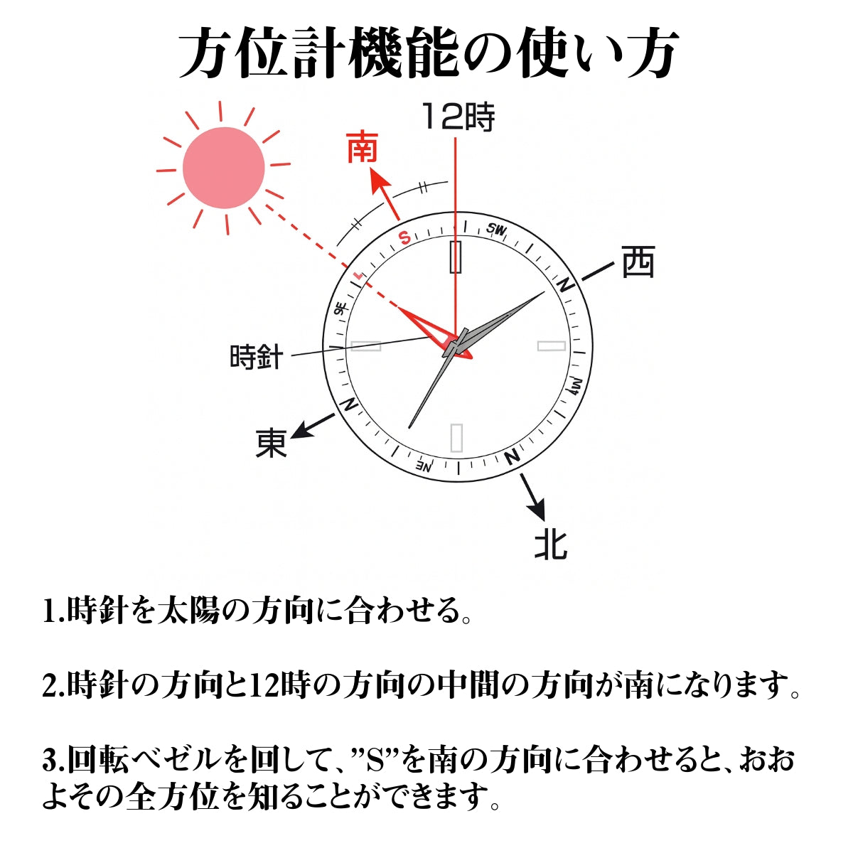 腕時計 メンズ ソーラー 方位ベゼル クロノグラフ 24時間計 5気圧防水 NORTH EDGE MACH2