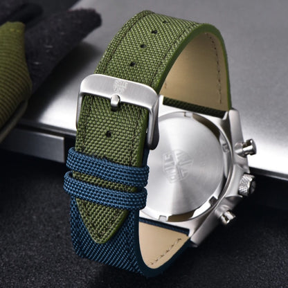 腕時計 メンズ 40代 50代 クロノグラフ クォーツ ナイロンベルト 革 回転ベゼル 5気圧防水 Rolls Timi RT-7932