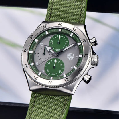腕時計 メンズ 40代 50代 クロノグラフ クォーツ ナイロンベルト 革 回転ベゼル 5気圧防水 Rolls Timi RT-7932