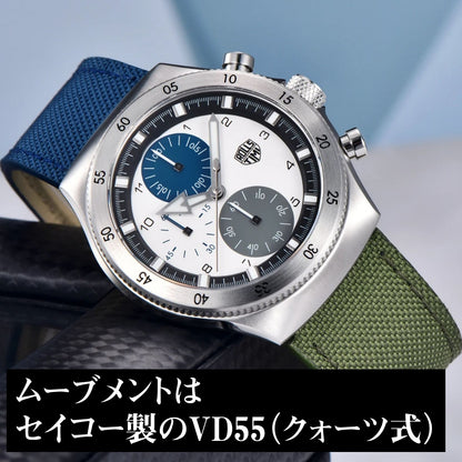 腕時計 メンズ 40代 50代 クロノグラフ クォーツ ナイロンベルト 革 回転ベゼル 5気圧防水 Rolls Timi RT-7932