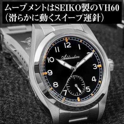 腕時計 メンズ パイロットウォッチ クォーツ 40代 50代 オマージュウォッチ 36mm 24時間計 ADDIESDIVE AD2099