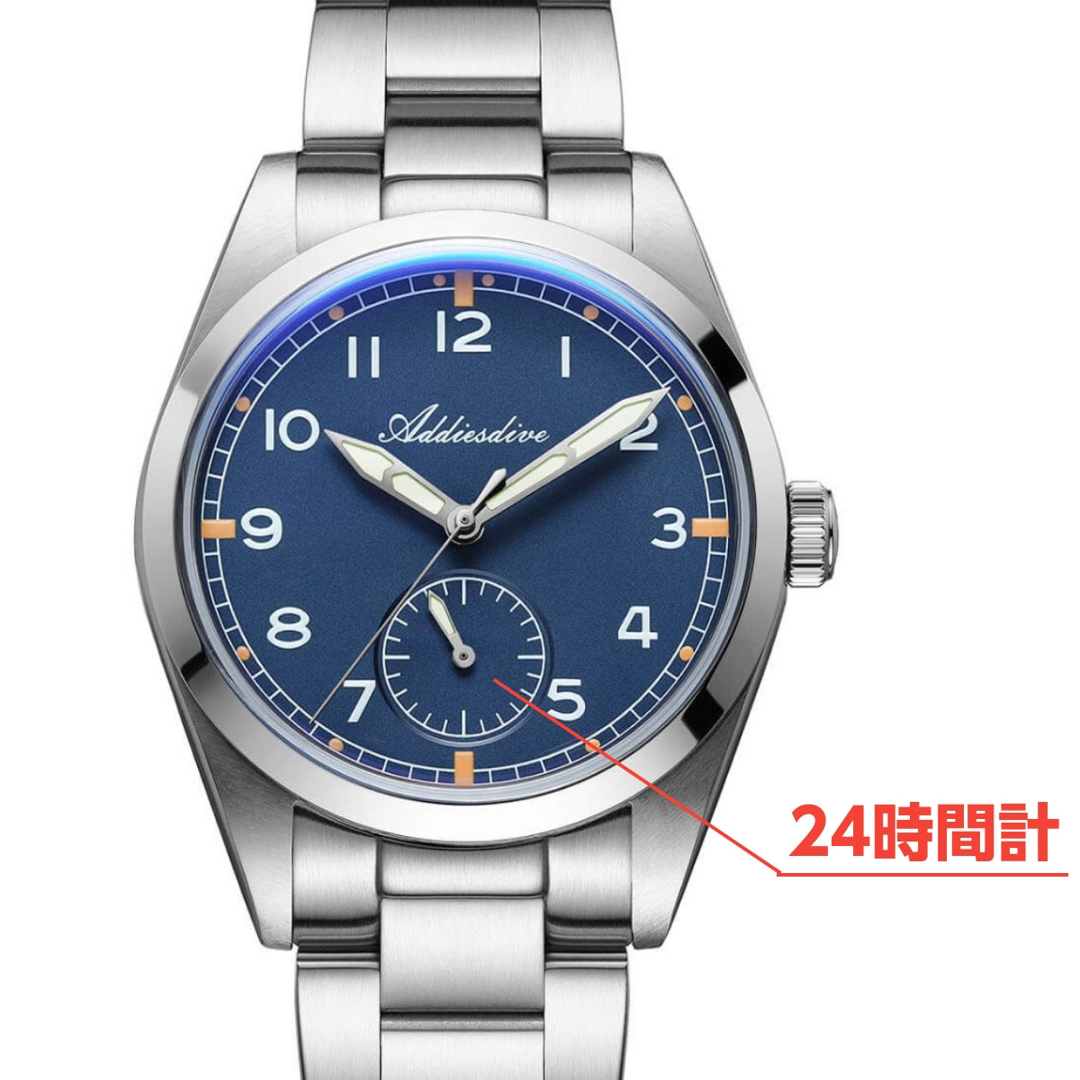 腕時計 メンズ パイロットウォッチ クォーツ 40代 50代 オマージュウォッチ 36mm 24時間計 ADDIESDIVE AD2099