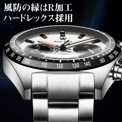 腕時計 メンズ 40代 50代 クロノグラフ オマージュウォッチ クォーツ オールブラック 39mm WELLY MERCK WM176