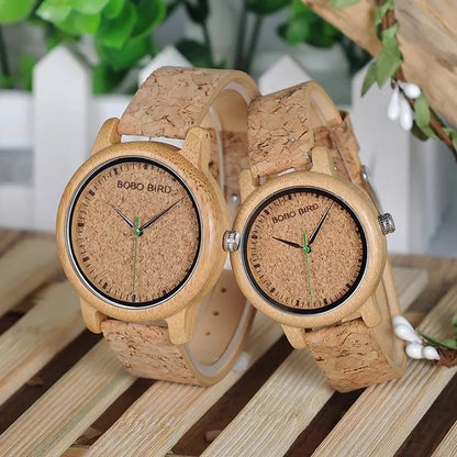 BOBO BIRD Wooden Pair Watches for Couples and Couples, Priced as a Pair, with Cork Box, M11