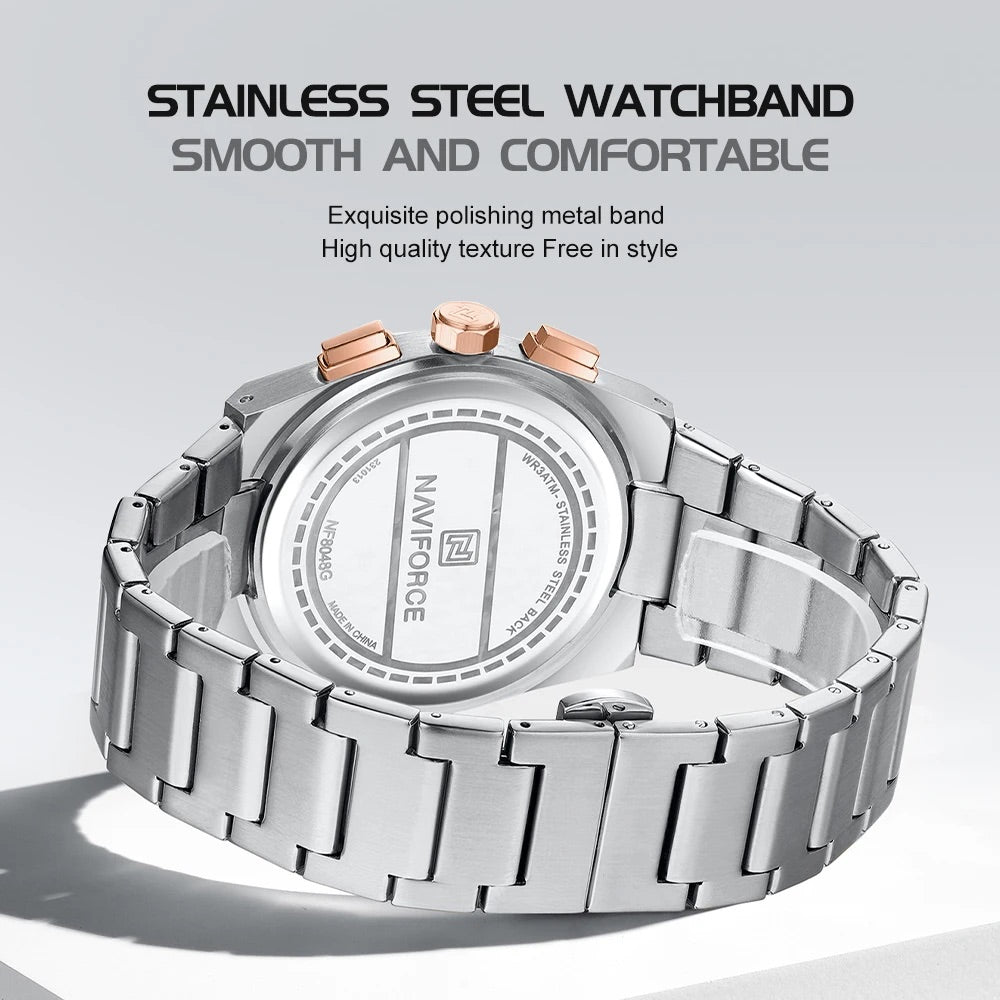 ペアウォッチ カップル 夫婦 クォーツ クロノグラフ ペア価格 日付 プレゼント ギフト NAVIFORCE NF8048