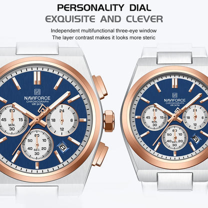 ペアウォッチ カップル 夫婦 クォーツ クロノグラフ ペア価格 日付 プレゼント ギフト NAVIFORCE NF8048