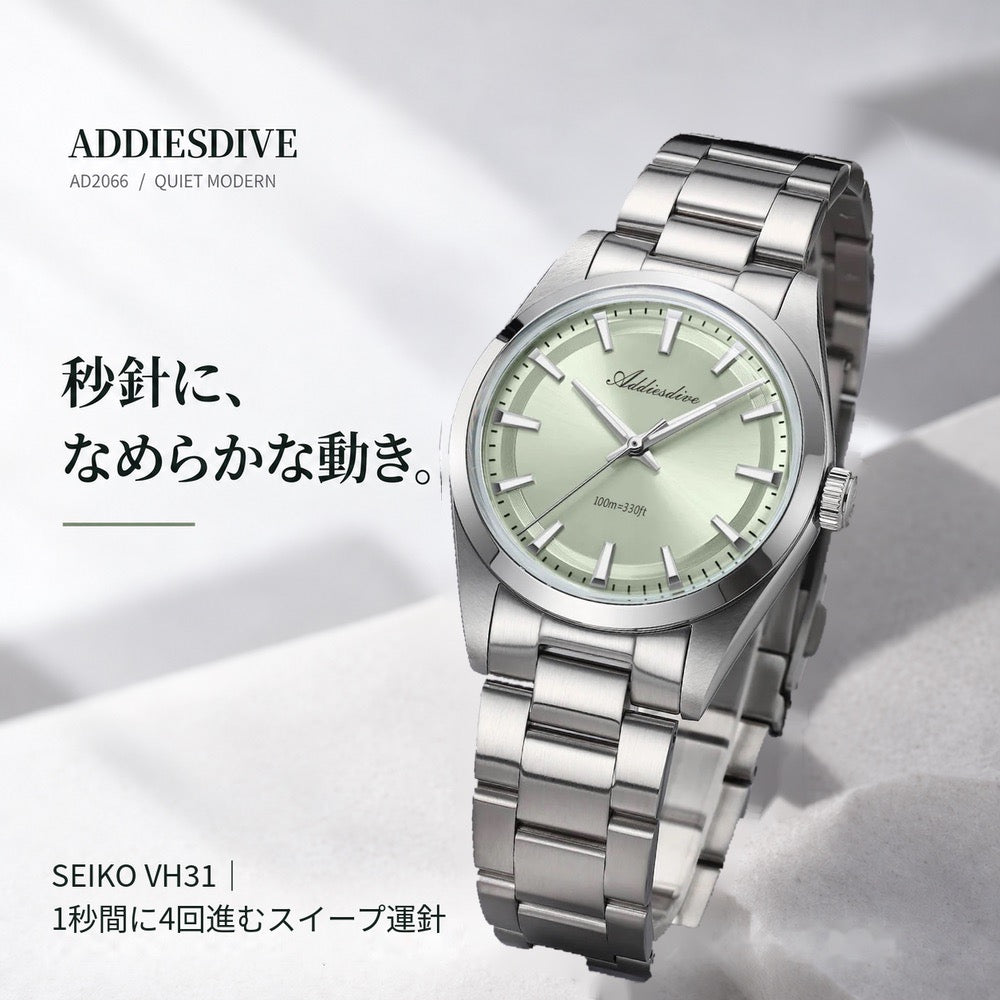 ADDIESDIVE 36mm AD2066 unisex watch for men and women in their 40s and 50s, waterproof quartz movement with Japanese-made movement