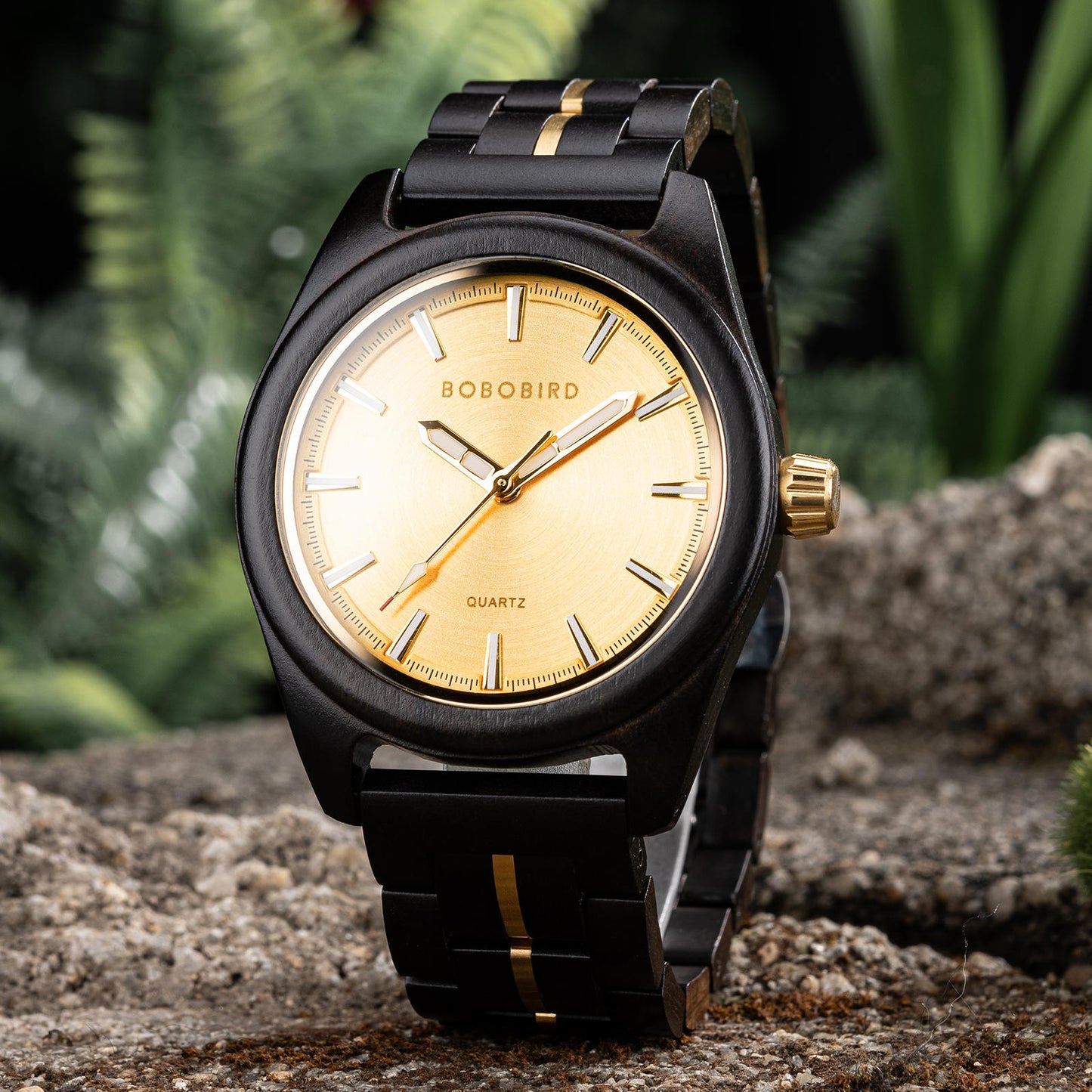 木製腕時計 ウッドウォッチ メンズ 40代 50代 クォーツ ブラック ブルー ゴールド ボボバード BOBO BIRD GT164