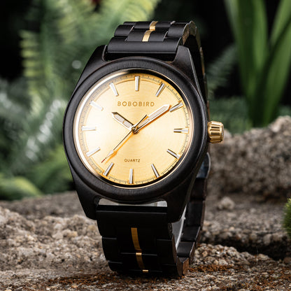 木製腕時計 ウッドウォッチ メンズ 40代 50代 クォーツ ブラック ブルー ゴールド ボボバード BOBO BIRD GT164
