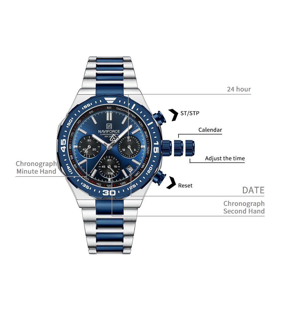 腕時計 メンズ 40代 50代 クロノグラフ オマージュウォッチ クォーツ 日付 42mm 高見え NAVIFORCE NF8049