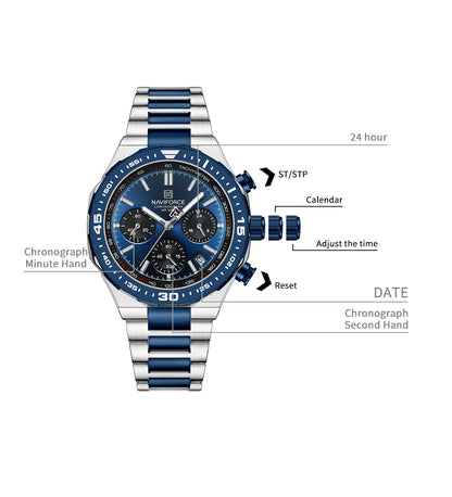 腕時計 メンズ 40代 50代 クロノグラフ オマージュウォッチ クォーツ 日付 42mm 高見え NAVIFORCE NF8049