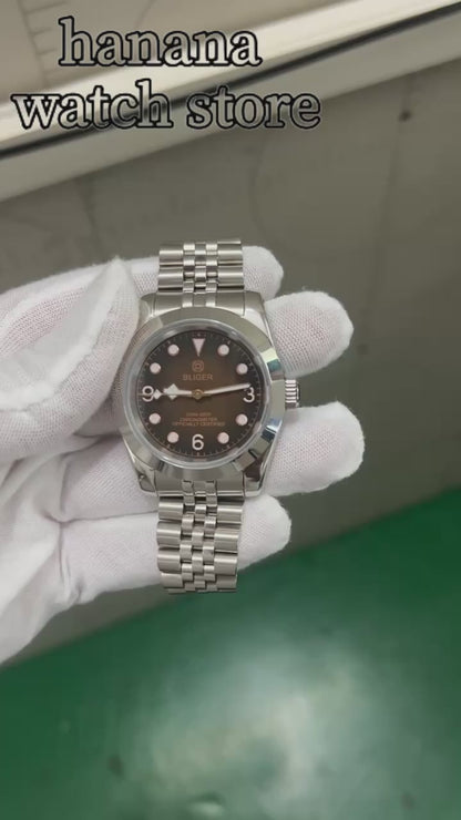 自動巻き腕時計 メンズ 40代 50代 オマージュウォッチ 機械式 手巻き付き 36mm BLIGER